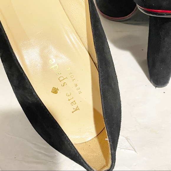 Kate Spade Size 10B Black‎ Suede Leather Round Toe Square Heel Shoes - Picture 5 of 6